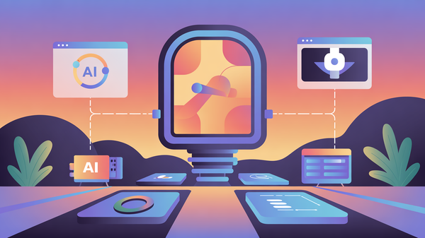 Abstract illustration of Model Context Protocol connecting AI to multiple tools and services through a universal adapter