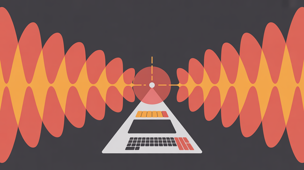 Abstract illustration of a predictive alert system with early warning signals radiating from a central monitoring dashboard