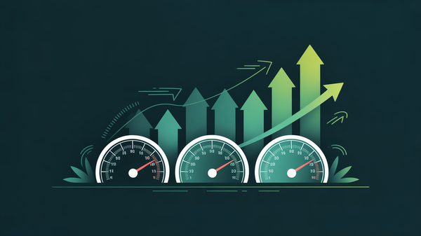 Abstract illustration of SLA performance metrics improving with upward trending indicators and logistics optimization