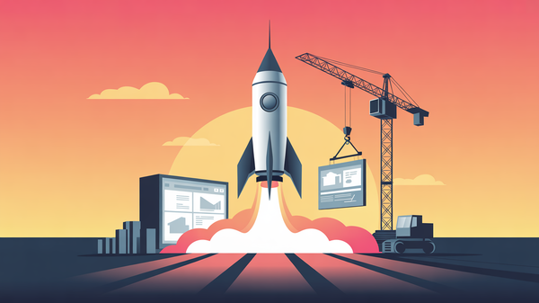 Abstract illustration of building a field operations platform from zero, assembling digital interface components